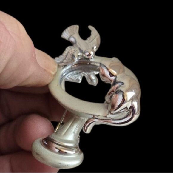 RETRO Danecraft Cat & Bird Mirrored Birdbath Brooch collectible jewelry kitten - Picture 6 of 6